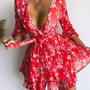 red maribella dress